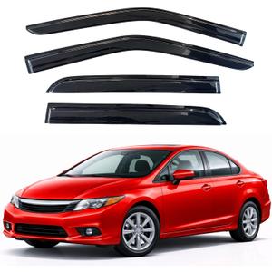 KPY Rain Guards Fit for 2006-2011 Honda Civic, Out-Channel Window Visors Vent Wind Deflectors 4PC, Car Accessories for 06-11 Civic (Sedan Only)