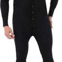 Fruit of The Loom Men's Premium Thermal Union Suit, Black, Medium
