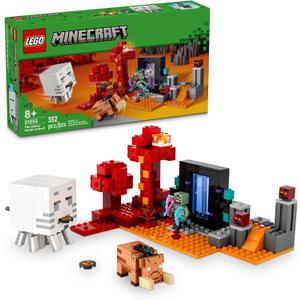 LEGO Minecraft The Nether Portal Ambush Adventure Set, Building Toy for Kids with Action Figures and Battle Scenes, Minecraft Toy for Boys, Girls and Gamers Ages 8 and Up, 21255