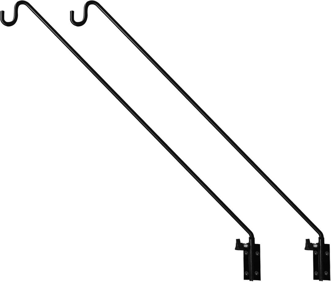MIXXIDEA 2 Packs Heavy Duty Extended Reach Wall Mounted Deck Hook Wall Pole, Wall Bracket Direction and Length Adjustable Plant Bracket for Bird Feeders, Planters, Suet Baskets, Lanterns, Wind Chimes (43in Long Wall Mounted Hook-2 Packs)