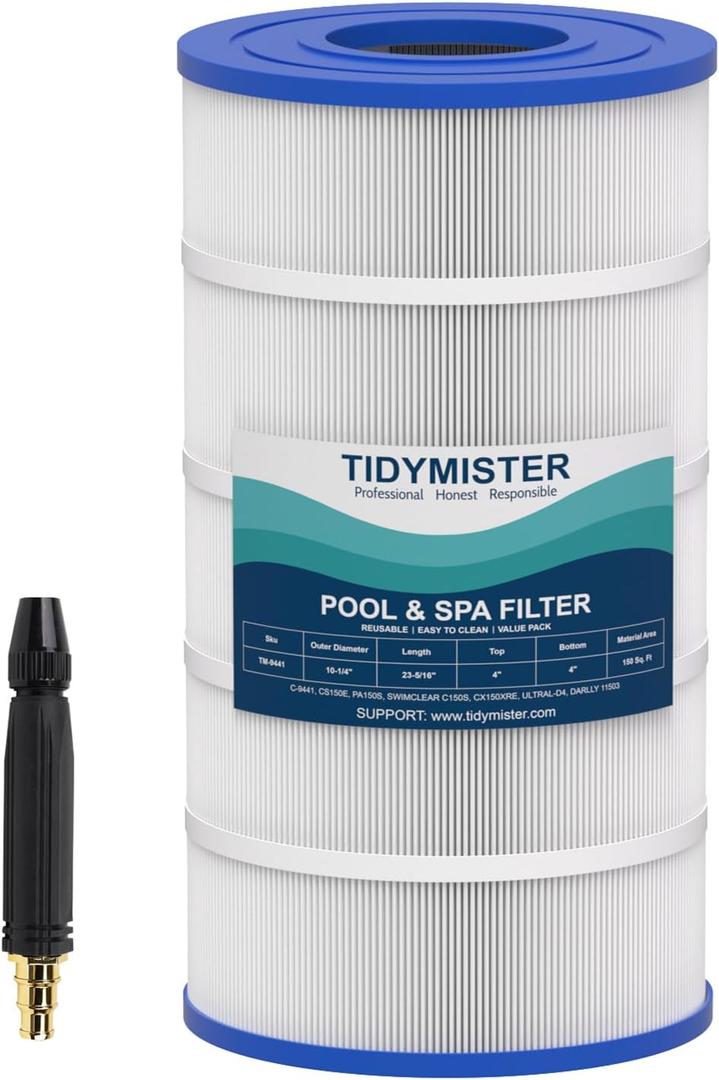 TidyMister Advanced Pool Filter Cartridge TM-9441 Compatible with C-9441,CX150XRE, SwimClear C150S, CS150E, PA150S, L x OD:23 5/16" x 10 1/4",150 Sq. Ft,1 Pack