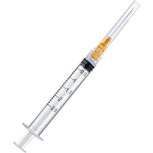 100 Pack Disposable 2.5ml/cc Lab Syringes with 25Ga 1 Inch Needle Luer Lock, Individually Sealed Packed