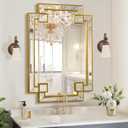 Gold Mirror for Bathroom, 24x36 Inch Rectangle Bathroom Vanity Mirror for Over Sink, Modern Decorative Mirror for Living Room Entryway Fireplace Mantel (Horizontal/Vertical)
