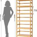 FOTOSOK 6-Tier Bamboo Shelf, Bamboo Bookcase with Adjustable Shelves, Free Standing Storage Shelf Unit, Plant Flower Stand for Kitchen, Bathroom, Home Office, Natural, 10.2d X 23.6w X 63.4h in