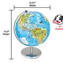 Replogle 8"/20cm Interactive Illuminated Political Globe with Chrome Base, Riser and Semi-Meridian. Standing 12 inches tall, This Colorful Easy to Read Globe Illuminates Brightly. The Perfect Interactive STEM Educational With Over a Thousand Pieces of Information. Ideal Night Light for Bedroom, Office or Home Decor. (Blue Kids)