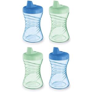 NUK Fun Grips Hard Spout Sippy Cup, 10 oz. | Easy to Hold, BPA Free, Spill Proof Toddler Cup, 4pk (Blue/Green)