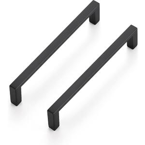 Ravinte 5 Pack Matte Black Cabinet Pulls, 5 Inch (128mm) Hole Center Slim Kitchen Handles, Square Drawer Pulls for Cabinets & Cupboards, Hardware