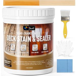 DWIL Water Based Wood Stain, Semi-Transparent Outdoor Wood Stain and Sealer in One, Fast Drying, Non-Toxic, Low Odor, Waterproof and Weather Resistant for All Wood Surfaces (32Oz Cedar Wood)