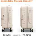 Expandable Lightweight PC Hard Shell Suitcase, 24-inch Luggage with TSA Lock, Top Opening & Cup Holder - Ideal for Business Travel Suitcase (Beige)