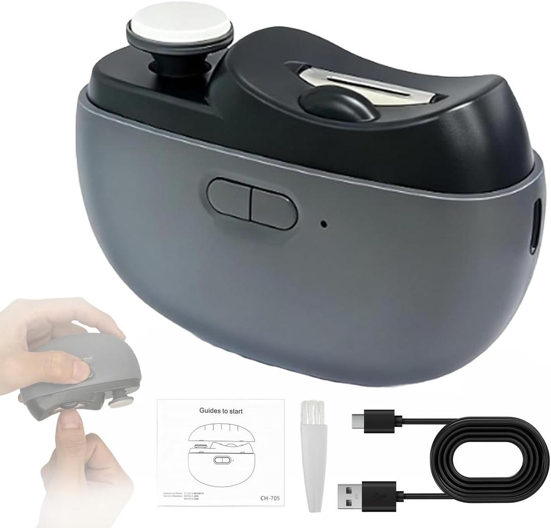 Electric Nail Clipper - 3 in 1 Upgraded Smart Trimming & Polishing Nail Clipper with 2 Adjustable Speeds, LED Light & Chip Collecting Box, Suitable for ElderlyGray