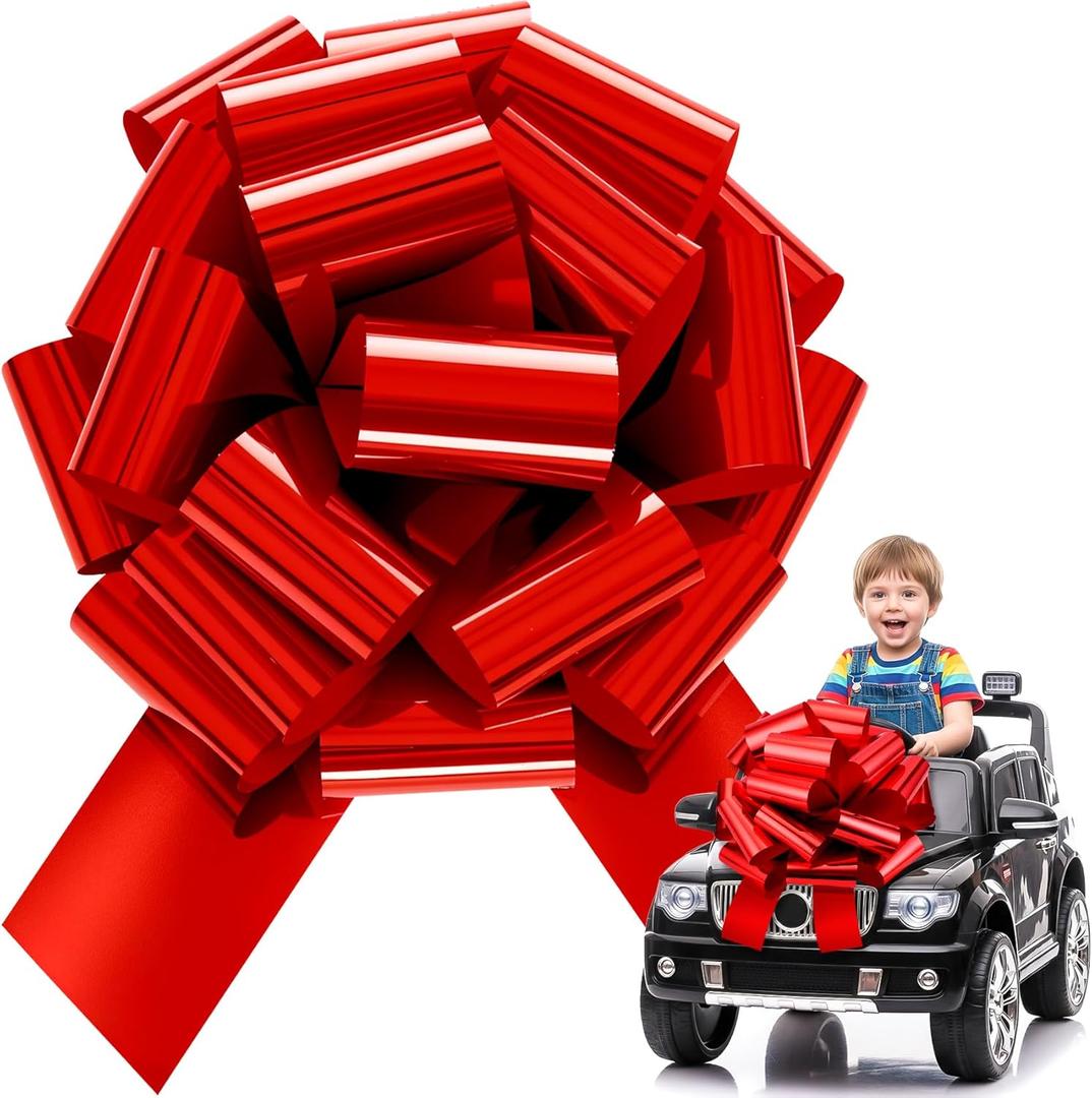14" Large Pull Bow  Metallic Red Giant Gift Wrapping Bow for Cars, Christmas, Birthdays, Weddings & Holiday Party Decorations (1 Pc, Unassembled)