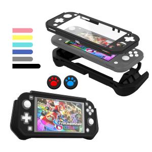 FIWWAT Switch Lite Case Protective Case for Nintendo Switch Lite, Compatible with Nintendo Lite Screen Protector Cover Hand Grip Cover with Detachable TPU+Built-in PC Screen, Black