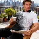 Mens Golf Shirts Short Sleeve Dry Fit Athletic Moisture Wicking Golf Polo Performance Printed Collared Polos (L)