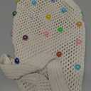 Boho Crochet Beach Tote Shoulder Bag with Colored Beads | Colorful Aesthetic Hippie Knit Bag for Women