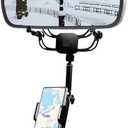 Karmus Rear View Mirror Phone Holder – Solid Metal Arm Car Phone Mount, Universal Fit for iPhone & Android, Foldable 360° Rotation Clip, Sleek Hands-Free Design Stable Mount for Navigation & Calls