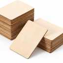 100 Pcs Unfinished Wood Pieces Blank Wood Squares Round Corner for Painting Writing Carving Letter Scrabble DIY (2.08 x 1.37 Rectangle)