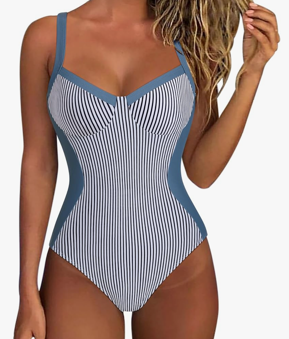 SUUKSESS Womens Tummy Control One Piece Swimsuit Sexy Crisscross Back Bathing Suit, size M
