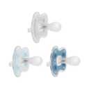 Dr. Brown's Advantage One-Piece Silicone Baby Pacifier, Fully Symmetrical Soother, Blue/Light Blue/Gray, 0-6m, BPA Free, 3 Pack 