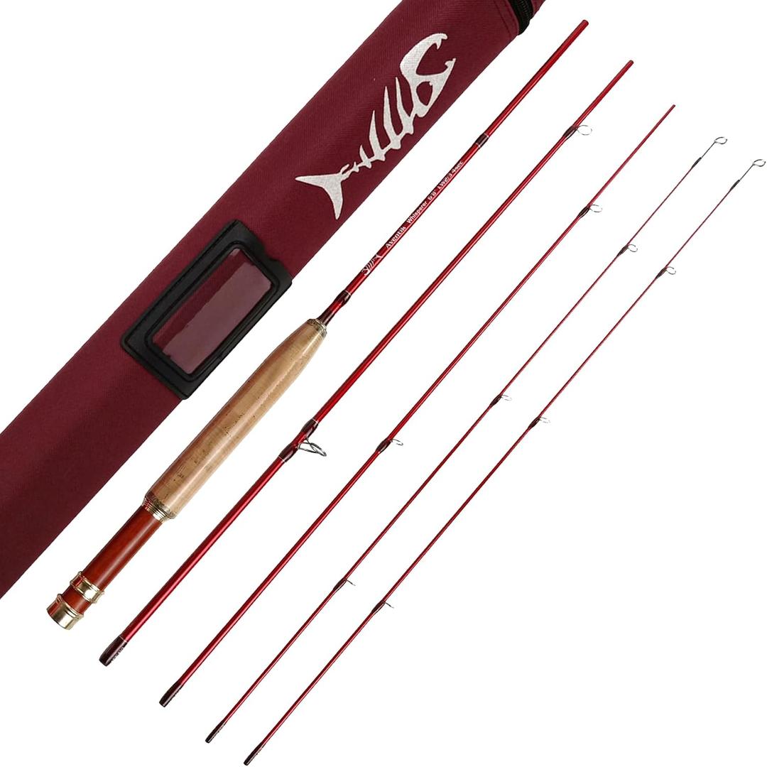 Aventik Whisperer Fly Fishing Rod with Rod Tube | Fast action 6/7ft travel rod; Fits 0/1/2/3/4wt; 24T carbon blank; CNC burl wood reel seat