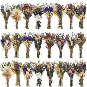 Layhit 24 Pcs Boho Dried Flower Bouquet Mini Wedding Handmade Dry Flowers Decor for Vase Crafts DIY Photo Boutonniere for Men Floral Plant for Bridesmaid Gift Birthday Decor (Lavender)