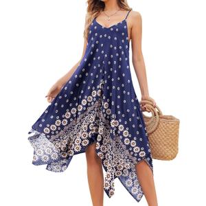 Chigant Women's 2026 Summer Dress Casual Boho Sundress Spaghetti Strap Swimwear Cover Up Beach Flowy Midi Vacation Dresses XXL