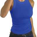 C.O.Z.Y Tank Top for Women Ribbed Racerback Sleeveless Top Shirts High Neck Casual Slim Fit Top 2025, Large