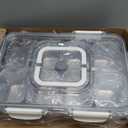 Snackle Box Container, 304 Stainless Steel Divided Serving Tray with Lid and Handle, Portable 8 Compartments Veggie Tray for Fruits,Veggies,Nuts &Candy, Dishwasher Safe for Travel,Picnic,Beach&Parties (Clear)