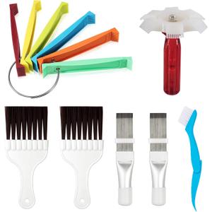Yishem 7 Pcs Air Conditioner Fin Cleaner Set Air Conditioner Condenser Fin Comb Straightener Comb Fin Cleaning Brush Refrigerator Coil Cleaning Whisk Brush Metal Fin Evaporator Radiator Repair Tool