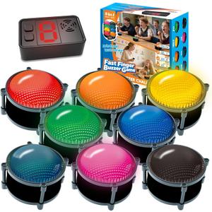 50m Answer Classroom Buzzers Light Up Game Buzzer System, Displays The Winning Player Loud, Console Displays First Buzz, Rechargeable Buzzers Great for Trivia Games, Family Feud, Jeopardy (8)