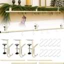 Hoolerry 3 in 1 Christmas Stocking Garland Hanger for Mantle Fireplace 3 Mantel Garland Hangers with 4 Adjustable Tension Rods 10 S Hooks for Xmas Holiday Stocking Wreath Hanging Ornament Decorations (Large, White)