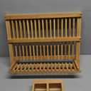 HBlife Dish Rack, Bamboo Folding 2-Tier Collapsible Drainer Dish Drying Rack with Utensils Flatware Holder Set (Dish Rack with Utensil Holder)