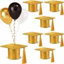 Cinnvoice Graduation Balloon Weights Pack of 5 Resin Grad Cap Balloon Holder Graduation Party Decorations Table Weights Stand Holder Centerpieces for School College Grad Supplies(Glitter,Gold)