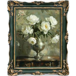 Saysmile Vintage 8x10 Picture Frame Green, Textured Antique Picture Frames with Embossed Flower Design, Ornate Frame for 8x10 Photo, Resin Antique Frames Tabletop & Wall Hanging, Home Decor