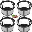 Maxdot 4 Packs Reusable Coffee Filters 4-5 Cup Replacement Mesh with Handle 2.8 x 3.1 x 2 Reusable Filter Basket Compatible with Mr. Coffee Most Coffeemakers Brewers Universa(Nylon,White)