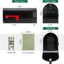 BlissBoard Mailboxes for Outside, Galvanized Steel Medium Black Metal Mailbox, 20 x 8.7 x 6.7 Inches