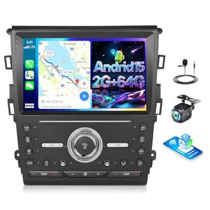 [2G+64G] Android 13 Car Stereo Radio for Ford Fusion Mondeo 2013-2018 with Wireless Carplay&Android Auto,9'' Car Radio with Mirror Link WiFi,GPS,Bluetooth,FM/RDS,HiFi,SWC,USB+AHD Backup Camera