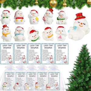 Civaner 40 Sets Christmas Mini Resin Snowman Figures with Lucky Tiny Snowman Inspirational Cards Employee Appreciation Gifts Holiday Winter Gift for Coworker Staff Xmas Party Favors Decoration