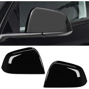 Jaronx Compatible with Tesla Model Y Mirror Caps Side Mirror Replacement 2020 2021 2022 2023 2024,Left Driver+Right Passenger Side Rear View Mirrors Cover Cap for Tesla Model Y Accessories (Black)