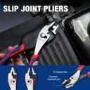 WORKPRO 8 Slip Joint Pliers Tool, Large Soft Grip,Rust Prevention Finish, 3-Zone Serrated Jaw Forged from High Carbon Steel for Maximum Grip