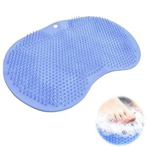 Shower Foot Scrubber Mat with Non-Slip Suction Cups, Back Exfoliating Bath Wash Pad and Massager for Deep Cleaning and Relaxation, Wall Mounted Foot Scrubber Cleaner for Men and Women,Green (Green-9.85 in*11.8 in)
