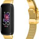 FitTurn Compatible with Fitbit inspire 3 metal band, Replacement Stainless Steel Mesh Watch Band Quick Release Metal Smart Strap for Fitbit inspire 3 Health & Fitness Tracker Watch (Gold)