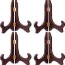 Tatuo 4 Packs Wooden Display Stand Decorative Plate Stands for Display Picture Frame Holder Easels(Red,5 Inch)
