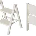 HillhutApex 2 Step Ladder, Lightweight Portable 2 Step Stool with Anti-Slip Wide Pedal, 330lbs Capacity Aluminum Ladder for Household,Office,Library(White)