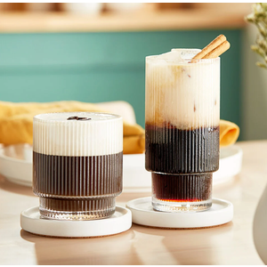 ISMASOAN Ribbed Glassware Set of 12, Stackable Glasses 12 oz and 7 oz, Bubble Glasses Drinking, Vintage Glassware, Beaded Glassware, Highball Glasses, Gift Box Set