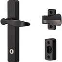 Ideal Security 1216 Surface Mount Storm Door Handle with Lock and Key for 1 – 1 ½ inches Thick Doors (Black, 4-Posts)