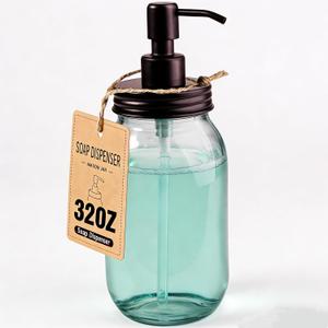 Amolliar Quart 32OZ Mason Jar Liquid Soap Dispenser, Regular Mouth, Bronze