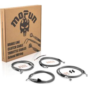 Mofun ABS Hydraulic Front Brake Line & Clutch Line Kit & Throttle by Wire Extensions Compatible with Harley Touring Road King Electra Road Glide 2021-2023, Fit 16"-18" Handlebar Black