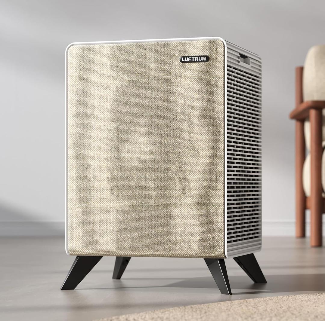 Air Purifiers for Home Large Room Up to 2250 ft - Remove 99% of Smoke Allergies Pet Dander Odor - Dual 3-Stage Filter of Washable Filter and with AQI, Auto Mode, Sleep Mode, Beige, Large