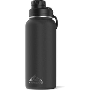 Hydrapeak 32 oz Insulated Water Bottle with Chug Lid - Reusable Leak Proof Stainless Steel Water Bottles, Double Wall Vacuum Insulation | 24 Hours Cold and 12 Hours Hot (Black)
