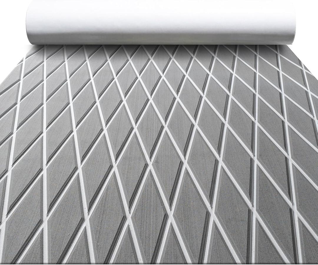 FOCEAN Boat Flooring EVA Foam Boat Decking Marine Flooring Marine Carpets for Boats Kayak Swimming Pools, 94.5''x 47.2'', Grey with White Lines FOCEAN Boat Flooring EVA Foam Boat Decking Marine Flooring Marine Carpets for Boats Kayak Swimming Pools, 94.5''x 47.2'', Grey with White Lines
